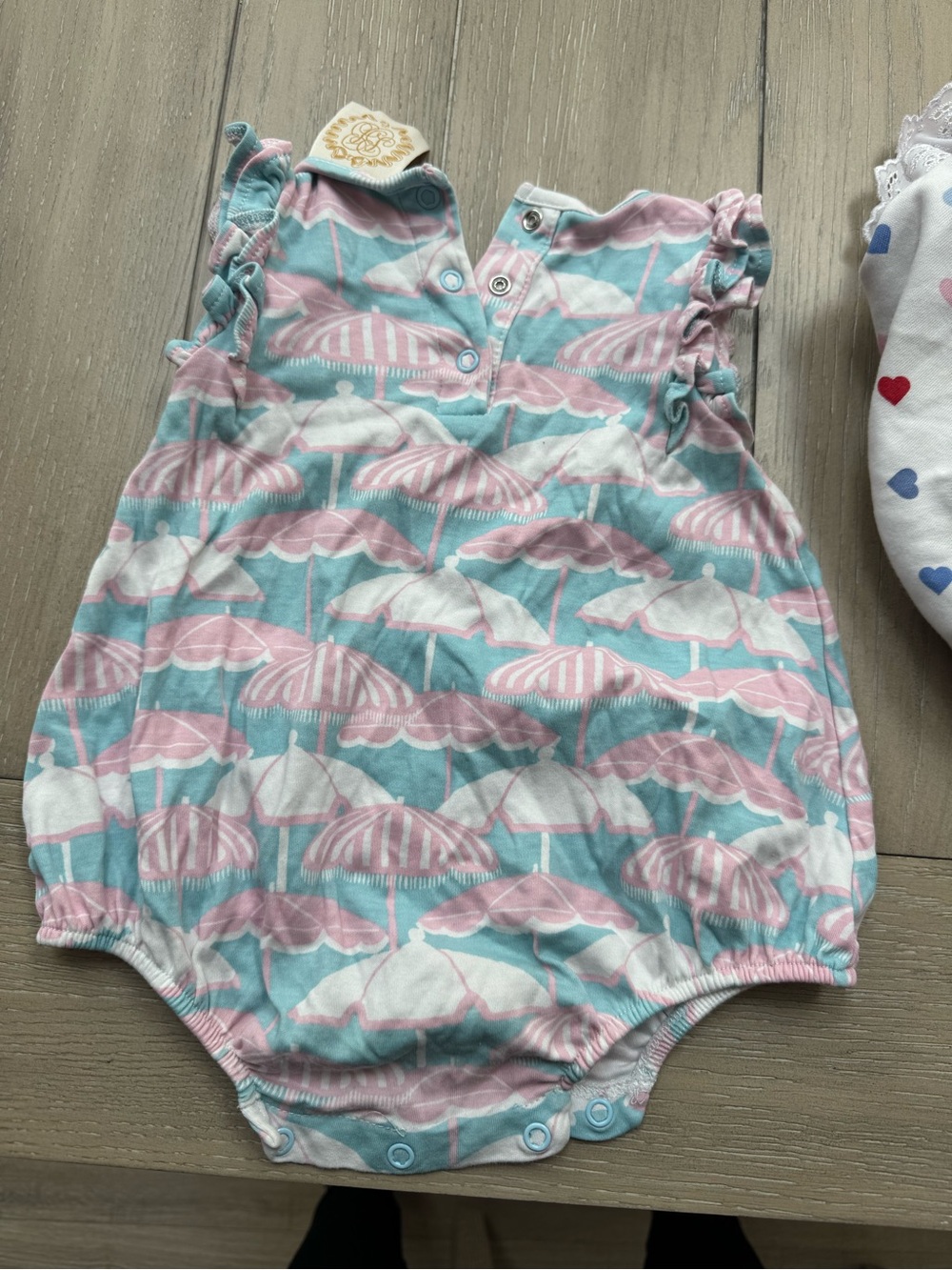 Umbrella Print Baby bubble in Pink & Light Blue